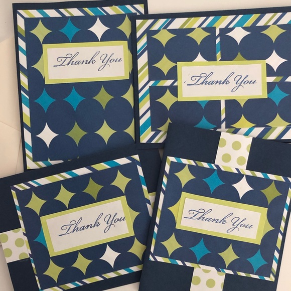 3/$20 NEW 4 Hand Crafted Thank You Cards Blank Inside With Envelopes - Picture 2 of 6